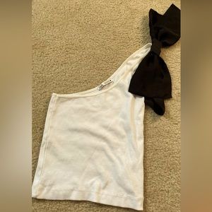 Zara white top black bow medium